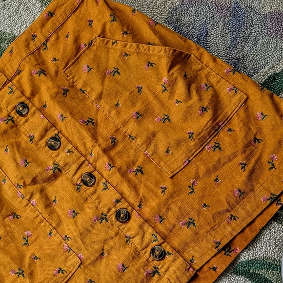 Corduroy Floral Mini Skirt Honeycore Garden Hipster Grunge Cottagecore - Picture 8 of 14